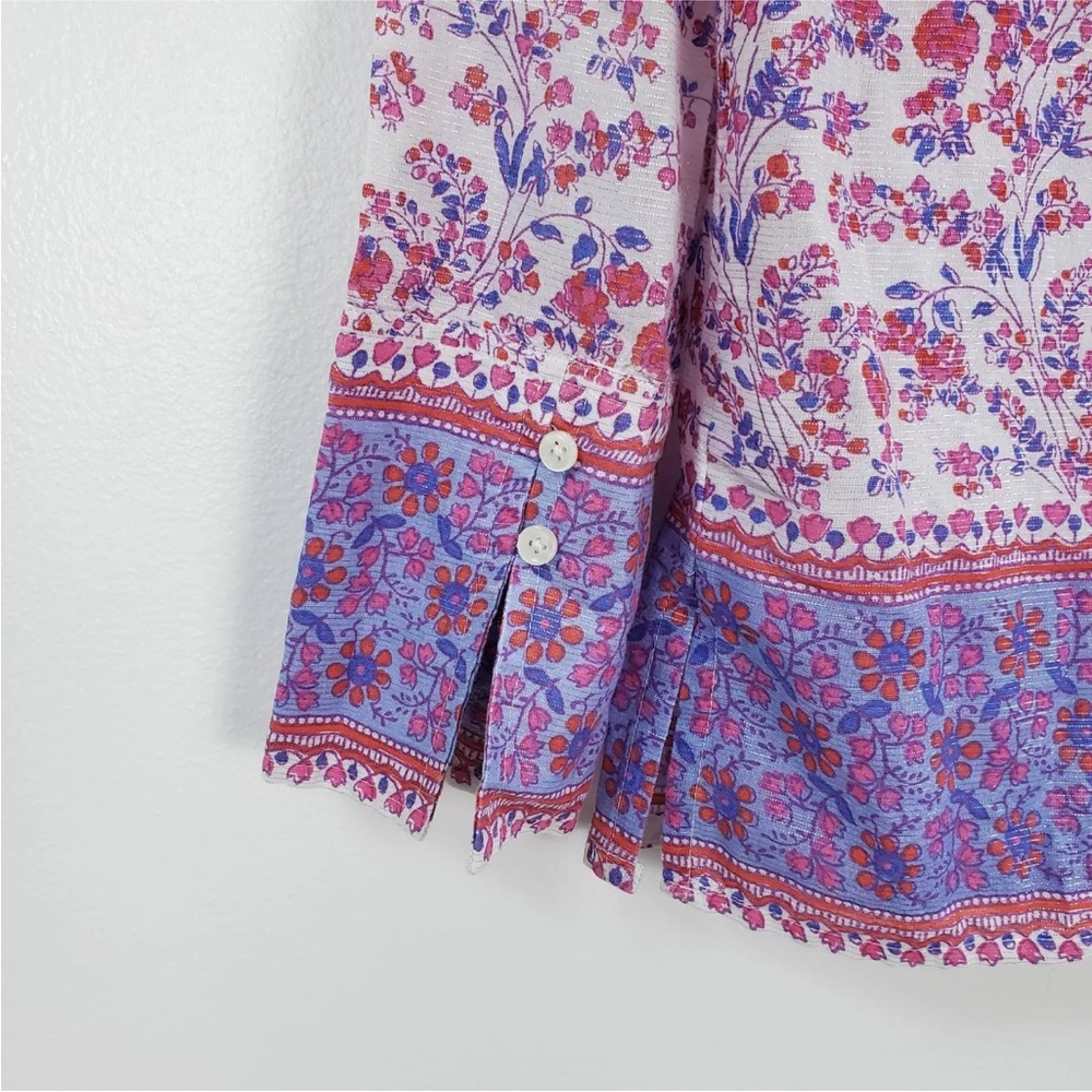J. Crew Iris Block Print Popover Tunic Boho Blous… - image 3